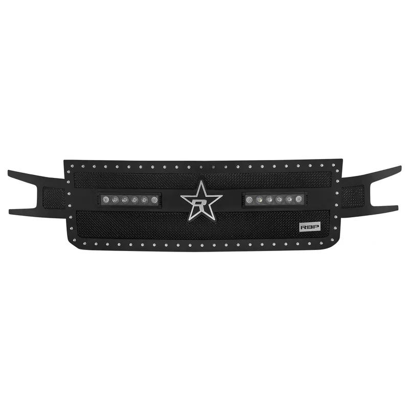 RBP-967212 – RBP Grille Insert, Cutout Double Woven Mesh With Studded Edging With Two 11-1/2 Inch Single Row Light Cu...